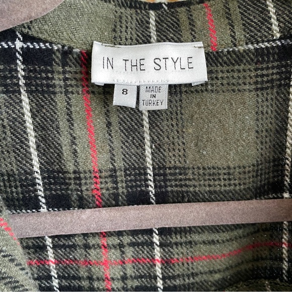 In The Style exclusive oversized check shirt in green multi - Picture 3 of 8